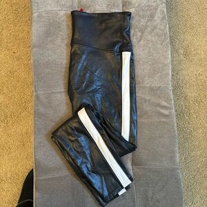 Spanx faux leather racer stripe leggings Sz XL
